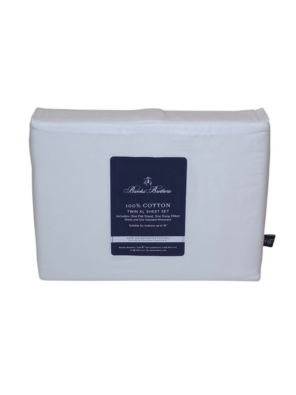 Brooks Brothers 100% Cotton Twin XL Sheet Set For Mattress Up To 16” White